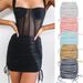 Women's Knitted Threaded Side Drawstring Elastic Pleated Skirt Sexy Slim Fit Adjustable Hip Skirt_ecoleips.com