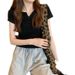 ng2510292 Summer Cropped Solid Color Short-sleeve T-shirt, Feminine Foreign Trade Women's Fashion, Trendy Small V-neck, Short_ecoleips.com