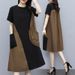Summer Women's Casual Round Neck Short Sleeve Loose Dress Versatile Mid Length A-Line Dress Fashionable Plus Size Dress_ecoleips.com