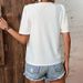 Aria Basics Aria Basics Cross-border Foreign Trade V-neck T-shirt 2026 Summer New European And American Women's Lace Patchwork_ecoleips.com
