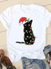 European And American Cross-border Foreign Trade Women's Clothing Christmas-themed Round-neck Printed Short-sleeve_ecoleips.com
