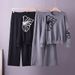 Cross-Border European And American Foreign Trade Elegant Knitted Round Neck Embroidered Sweater + Loose Casual Wide-Leg_ecoleips.com