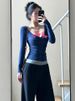 Women Fashion Deep V Neck Tops Long Sleeve T Shirt Autumn Female Sexy Low Cut Solid Slim Fit T-shirts Aesthetic Clothes_ecoleips.com