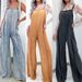 Women’s Clothing Spring New Loose Overalls Women Retro Washed Raw Edge Wide Leg Jumpsuit_ecoleips.com