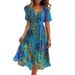 Women's Floral Print Dress V Neck Summer New Arrival Casual Comfortable Loose Style_ecoleips.com