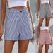 Summer New Casual Pocket Striped Daily Comfortable Casual Shorts For Women_ecoleips.com
