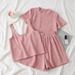 Women's Clothing Short Sleeved T Shirt Student Three Piece Suit Wide Leg Shorts Casual Sports Style Suit_ecoleips.com