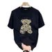 Women's Clothing Bear Print Cotton Short Sleeved T Shirt Summer All Match Trendy Fashion Tops T Shirt Men's Clothing_ecoleips.com