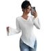 Women's V-Neck Long-Sleeve T-Shirt – Classic & Comfortable (White/Black/Brown, S-XXL)_ecoleips.com
