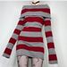 Y2K New Striped Turn-Down Collar Off-Shoulder Slim Fit Long Knitted Sweater Dress 905_ecoleips.com