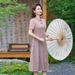 Chinese-style Summer Dress Mothers, Fashionable Noblewoman's Improved Cheongsam, Knee-length Skirt For Middle-aged And_ecoleips.com