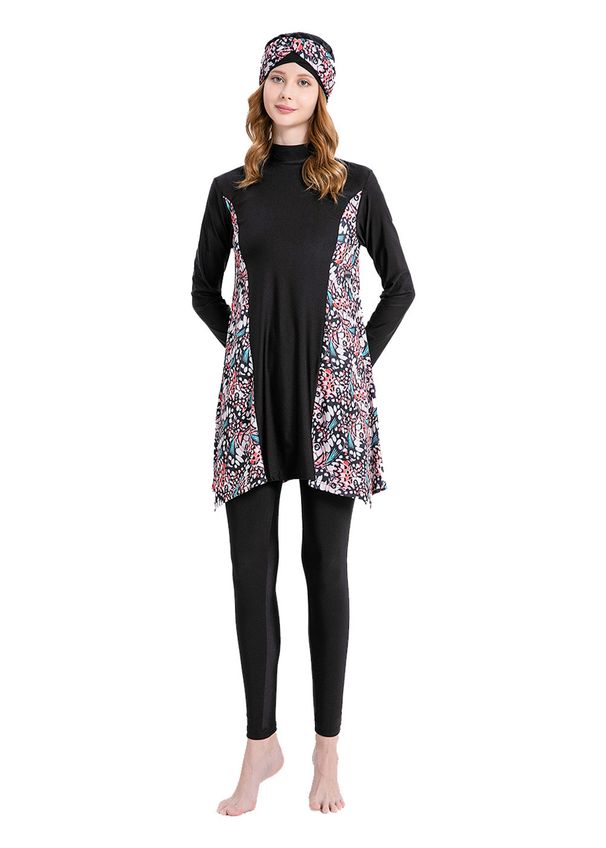 Women's Clothing Sun Protection Hooded Printed Conservative Swimsuit_ecoleips.com