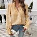 Elegant French-Inspired Women's Blouse V-Neck Floral Print Ruffle Detail Long Sleeve Shirt Available in 8 Colors Sizes S-XXL_ecoleips.com