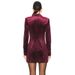 Women's Velvet Blazer Dress Set – Elegant Loose Fit Suit Dress With Jacket & Skirt (Black/Dark Green/Burgundy)_ecoleips.com
