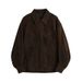 Aria Basics Genuine Leather HN5192 Autumn/Winter New Style Top Layer Goat Suede Turn-down Collar Simple Elegant Women's Jacket_ecoleips.com
