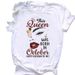 European And American Cross-border Foreign Trade Women's Clothing Queen's Birthday Letter Print Round Neck Short-sleeve_ecoleips.com