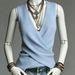 Voya Women's Fashion Temperament, Slim Fit, V-neck Pullover, Cross Irregular Knitted Vest, Multiple Colors To Choose From_ecoleips.com