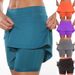 Summer Women's Solid Color Mid Waist Skirt Pants American Style Sporty Casual Look Faux Two-Piece Pocket Short Skirt_ecoleips.com