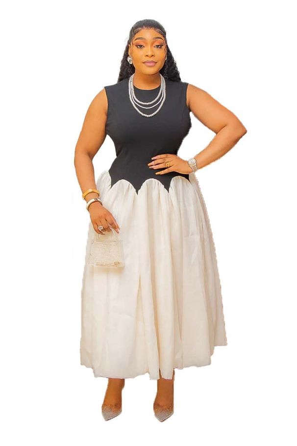 Elegant French Style Vest Patchwork Dress Spring Summer New Arrival Irregular Hepburn Inspired_ecoleips.com