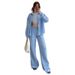 Women's Clothing Spring And Summer New Pure Color Cotton Long Sleeve Cardigan Women's Loose Shirt Casual Pants Set_ecoleips.com