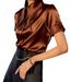 Elegant Satin Short Sleeve Shirt Top for Women Versatile Independent Website Style Spring/Summer Regular Fit England Fashion_ecoleips.com