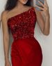 Women's Clothing Red Sequin Tube Top Sexy Sleeveless Fashion One Piece Temperament Mid Length Evening Dress_ecoleips.com