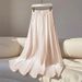 Elegant Satin A-Line Maxi Skirt For Women, High Waist Flowy Straight Long Skirt With Slit, Polyester Blend Skirt For Fall And Formal Occasions_ecoleips.com