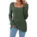 Women's Clothing Autumn Winter Square Neck Ribbed Brushed Long Sleeve Oversized Tunic Top For Women - Casual Loose Fit Soft Fabric In Wine Red_ecoleips.com