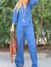 Women's Linen-Blend V-Neck Top & Straight Pants Set – Relaxed Two-Piece Outfit For Casual & Work (7 Colors, S-3XL)_ecoleips.com