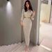 Women's Clothing Long V-Neck Knit Pullover Dress Slim Fit Autumn Winter Fashion_ecoleips.com