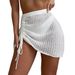 Women's Clothing Beach Vacation Skirt Knitted Hollow Hip Drawstring Sexy Perspective Beach Skirt_ecoleips.com