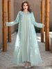 Women's Clothing Modest Abaya Dress Elegant Muslim Party Dress – Mint Green Lace-Trimmed Jalabiya With Metallic Accents (S/M/L/XL/XXL)_ecoleips.com