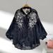 Chic Women's Luxury Inspired Sophisticated Heavily Embroidered Beaded Sequined Lantern Sleeve Loose Fitting Long Sleeve Blouse Outerwear_ecoleips.com