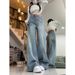 Light Blue Double-button Wide-leg Jeans For Women, 2025 Spring-summer New Style, High-waisted, Loose-fitting, Slimming,_ecoleips.com