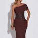 European American Socialite Style Slim-fit, Waist-accentuating, Asymmetrical Neck, Backless, Sexy And Elegant_ecoleips.com