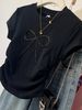 High Quality Women's Slim Fit Short Sleeved T-Shirt In Black With Bow New Summer Style Flattering Top_ecoleips.com