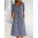 Cross-border European And American French Resort Style 2022 New Round-neck Short-sleeve Floral Mid-length Dress_ecoleips.com