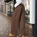 Voya Women's Clothing: American-style Dark Brown Loose Casual Pants, Spring/summer, Drapey, Elastic High-waisted Wide-leg Slimming Pants
_ecoleips.com