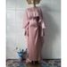 Voya Voya European And American Cross-Border 2025 Spring Elegant Slim-Fit Long-Sleeve Tie-Waist Long Luxurious Silky Dress_ecoleips.com
