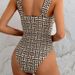 Women's Fashionable Printed One Piece Swimsuit Ruffled V Neck Double Shoulder Straps Beach Vacation Swimwear_ecoleips.com
