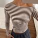 Women's Off-Shoulder Striped Slim Fit Top Y2K Hot Girl European American Style Autumn Collection_ecoleips.com