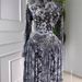 Autumn New Arrival Women's Slimming Long Dress round Neck Pleated Long Sleeve Printed Fashionable European American Style_ecoleips.com