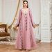 Women's Ethnic Style Long Robe Dress Floral Print Embroidered Fashionable Elegant Loose Fitting Evening Gown with Long Sleeves_ecoleips.com
