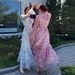 Women's Clothing V Neck Ruffled Long Sleeved Elegant Floral Dress_ecoleips.com