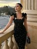 TARUXY Black Bows Evening Holiday Dress For Women Hollow Sexy Long Spaghetti Strap Dress See Through Sleeveless Elegant Vestido_ecoleips.com
