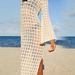 Women's Sexy Knitted Hollow-Out Beach Cover-Up Dress - Bikini & Blouse Set With UPF Sun Protection, Summer Vacation Wear_ecoleips.com