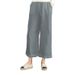 Suitable For All Seasons New Style Linen Solid Color Casual Straight Leg Cropped Pants For Women_ecoleips.com