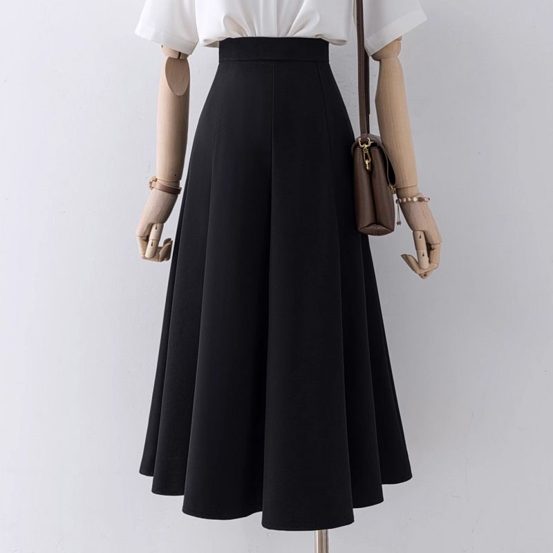 Women's Clothing New Spring And Summer High Waist A Line Suit Skirt For Women Loose Drape High End Professional Commuting Large Swing Skirt_ecoleips.com
