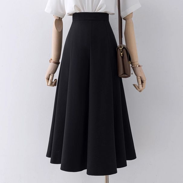 Women's Clothing New Spring And Summer High Waist A Line Suit Skirt For Women Loose Drape High End Professional Commuting Large Swing Skirt_ecoleips.com