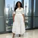 Miyake Gold Foil Slimming Dress For Plus Size Women Elegant African Round Neck Summer_ecoleips.com